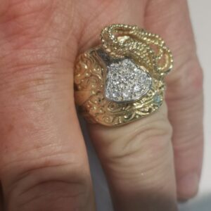 Brand New 9ct Yellow Gold Cubic Zirconia Set Gents Gypsy saddle Ring