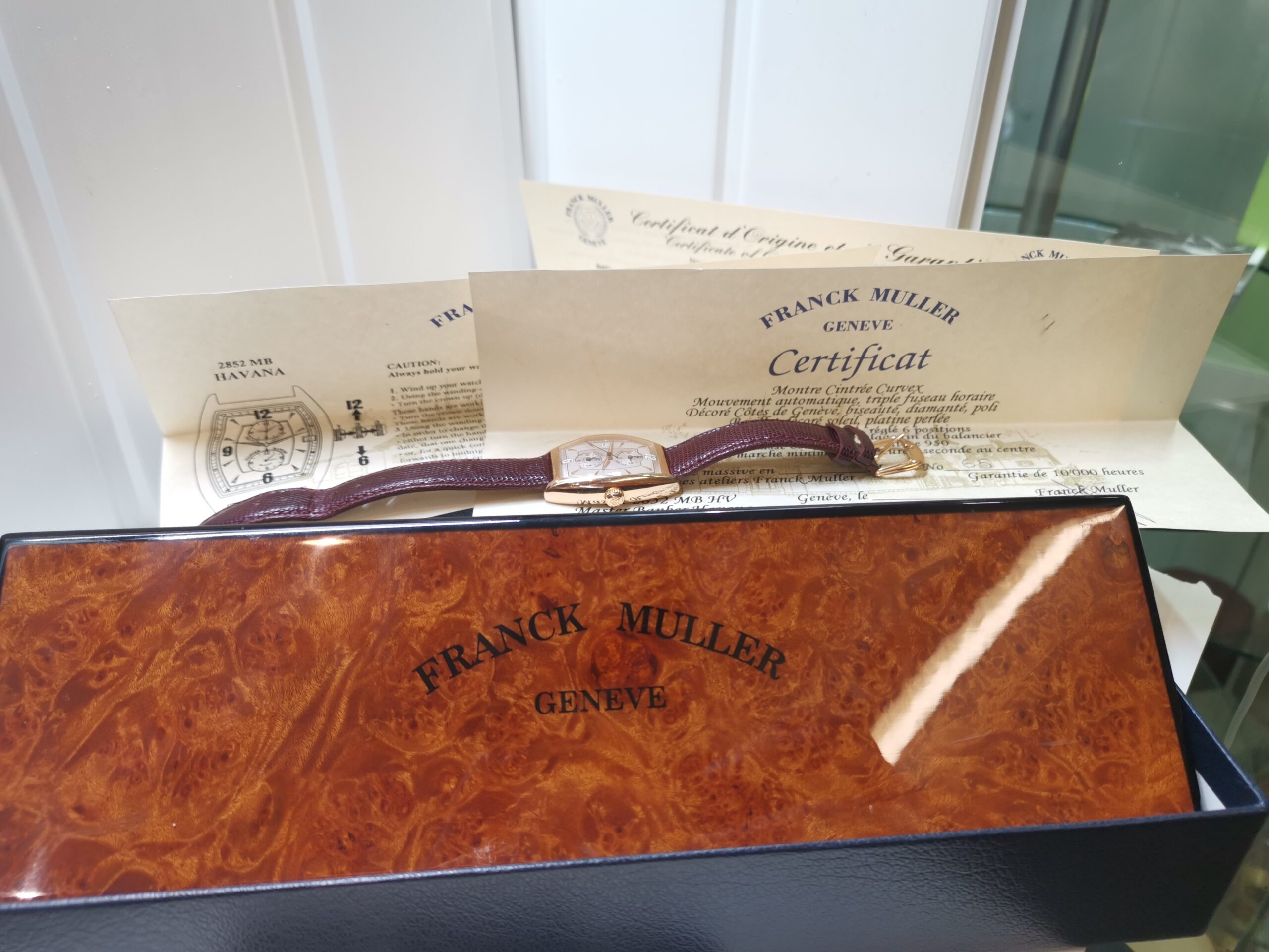 Gents Franck Muller 18ct rose gold Havana Master Banker Curvex Box & papers - Image 9