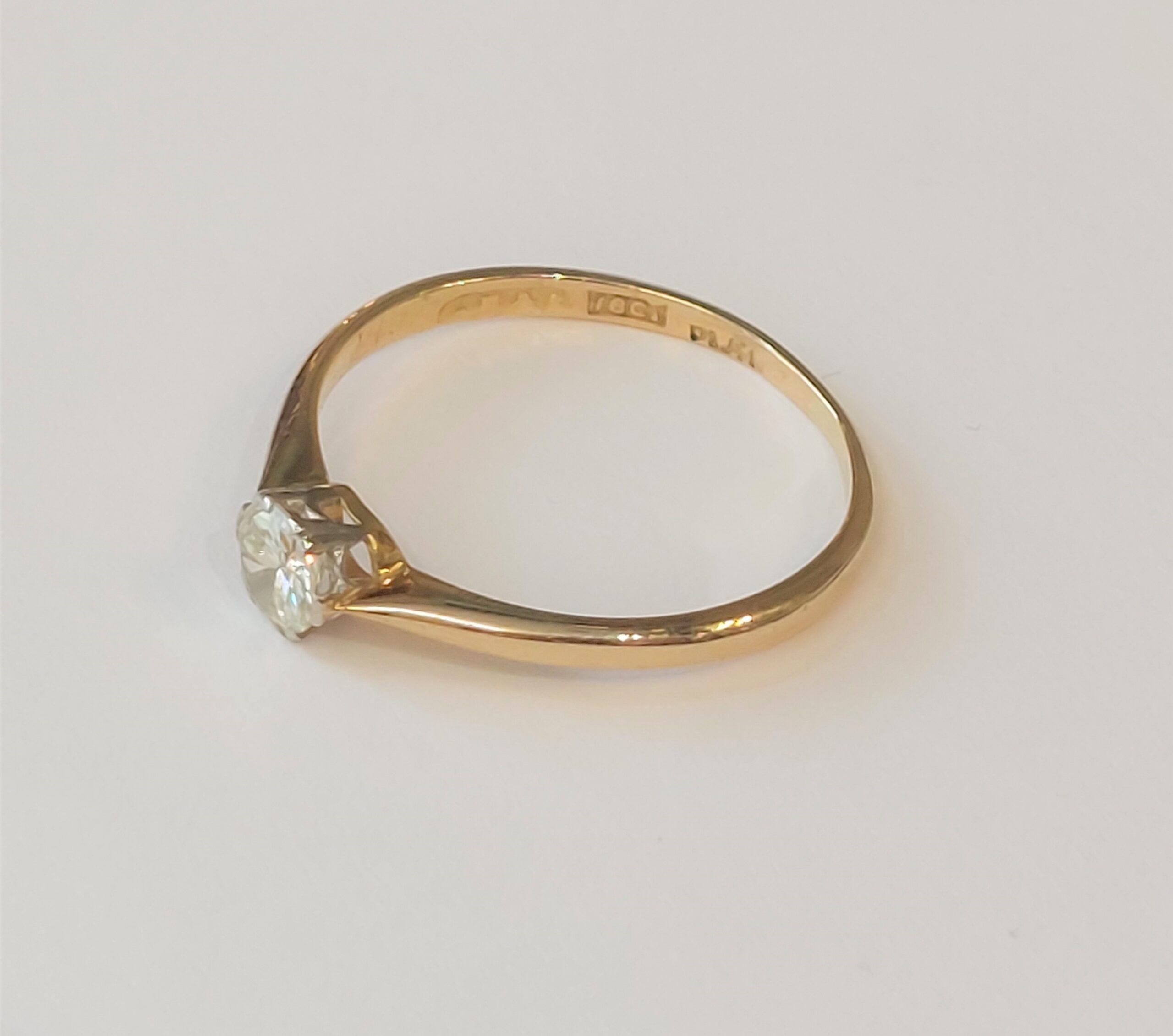 Ladies 18ct & Platinum 0.50ct Natural Diamond single solitaire Ring size Q SI 1 - Image 3