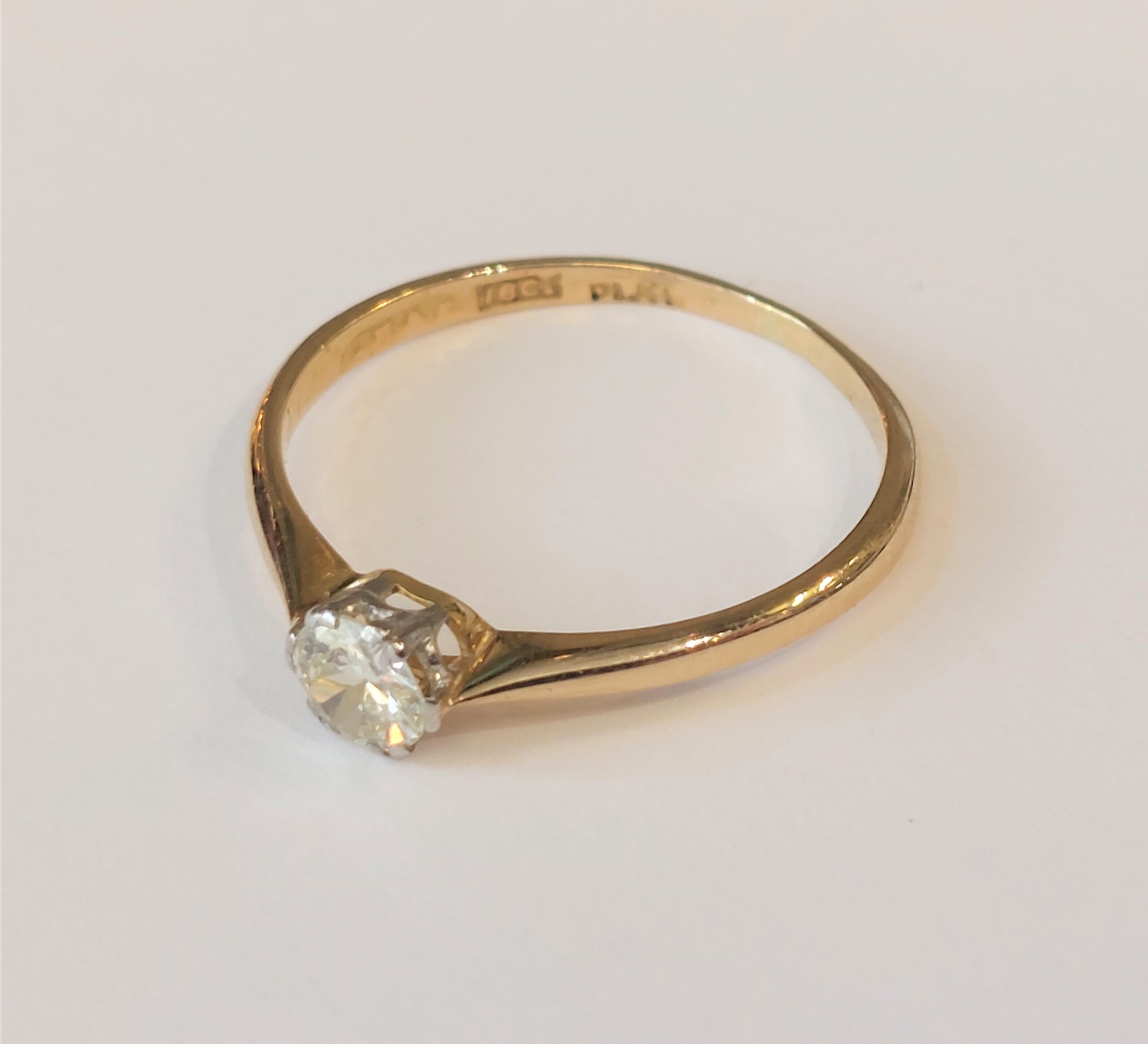 Ladies 18ct & Platinum 0.50ct Natural Diamond single solitaire Ring size Q SI 1 - Image 2