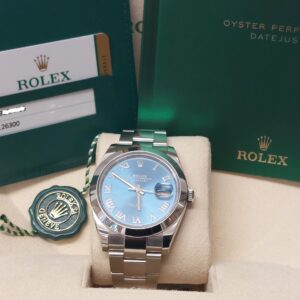 Rolex datejust 126300 Azzuro blue 41mm 2020 full set box & papers superb watch