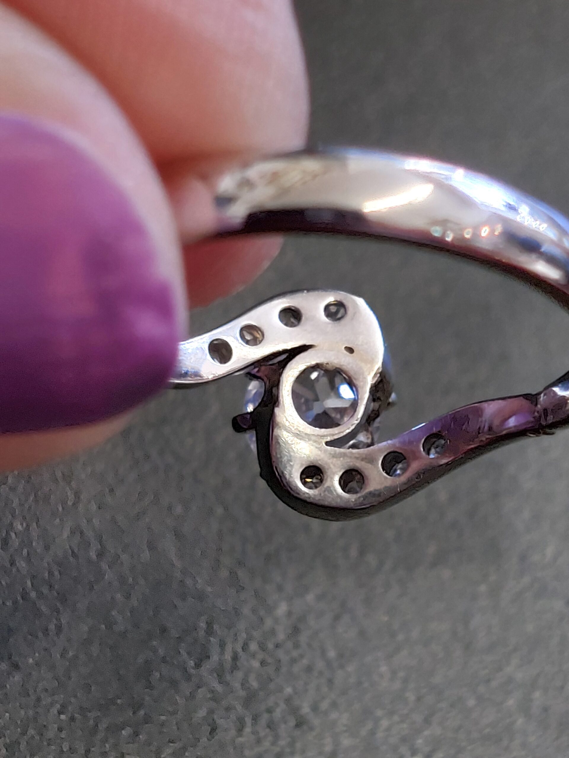 Antique Platinum & Natural Diamond Swirl Set Solitaire - Beautiful!!! - Image 4