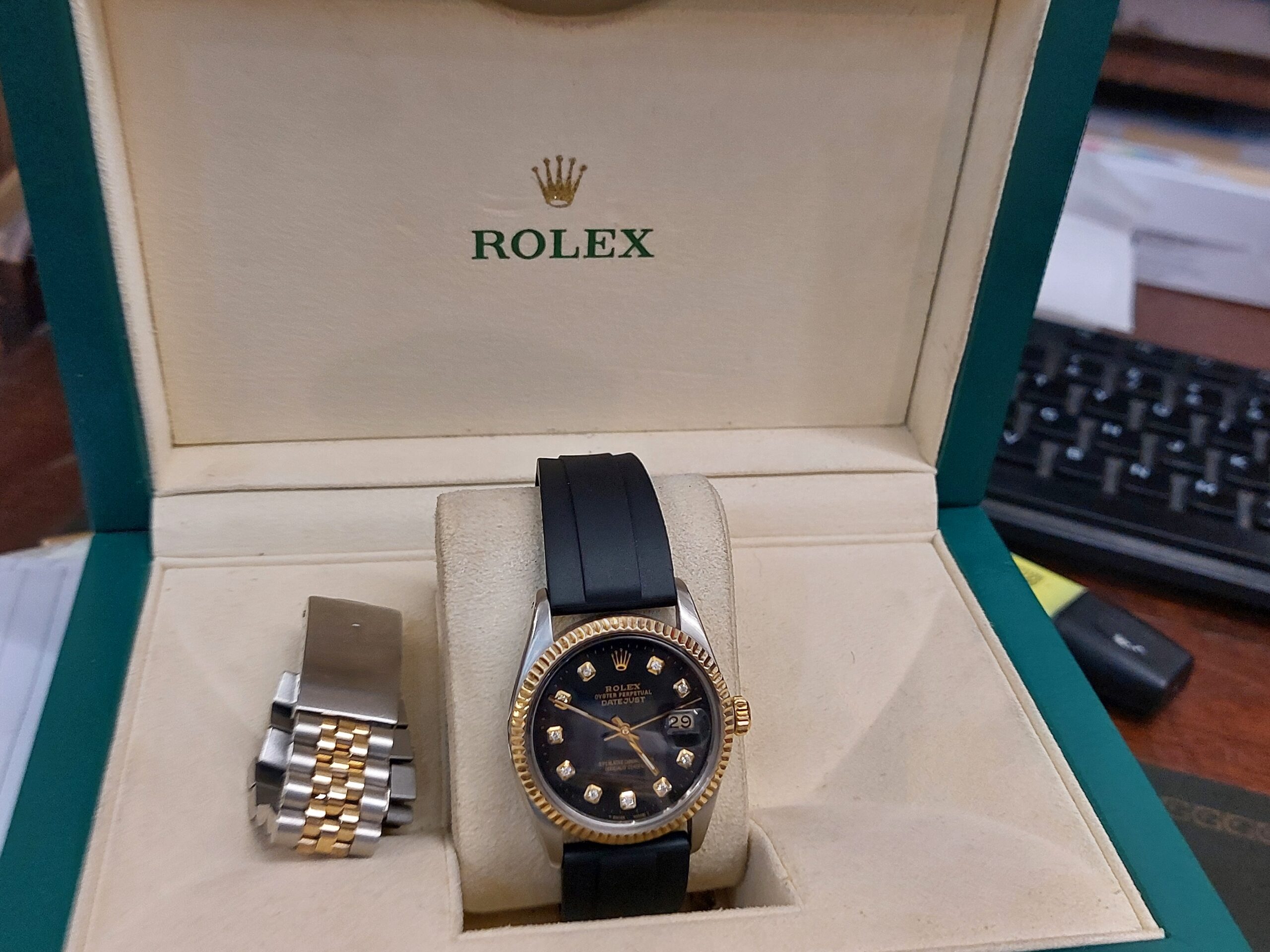 Rolex 16013 datejust 36mm S/steel & 18ct gold with Diamond dial ( great value )