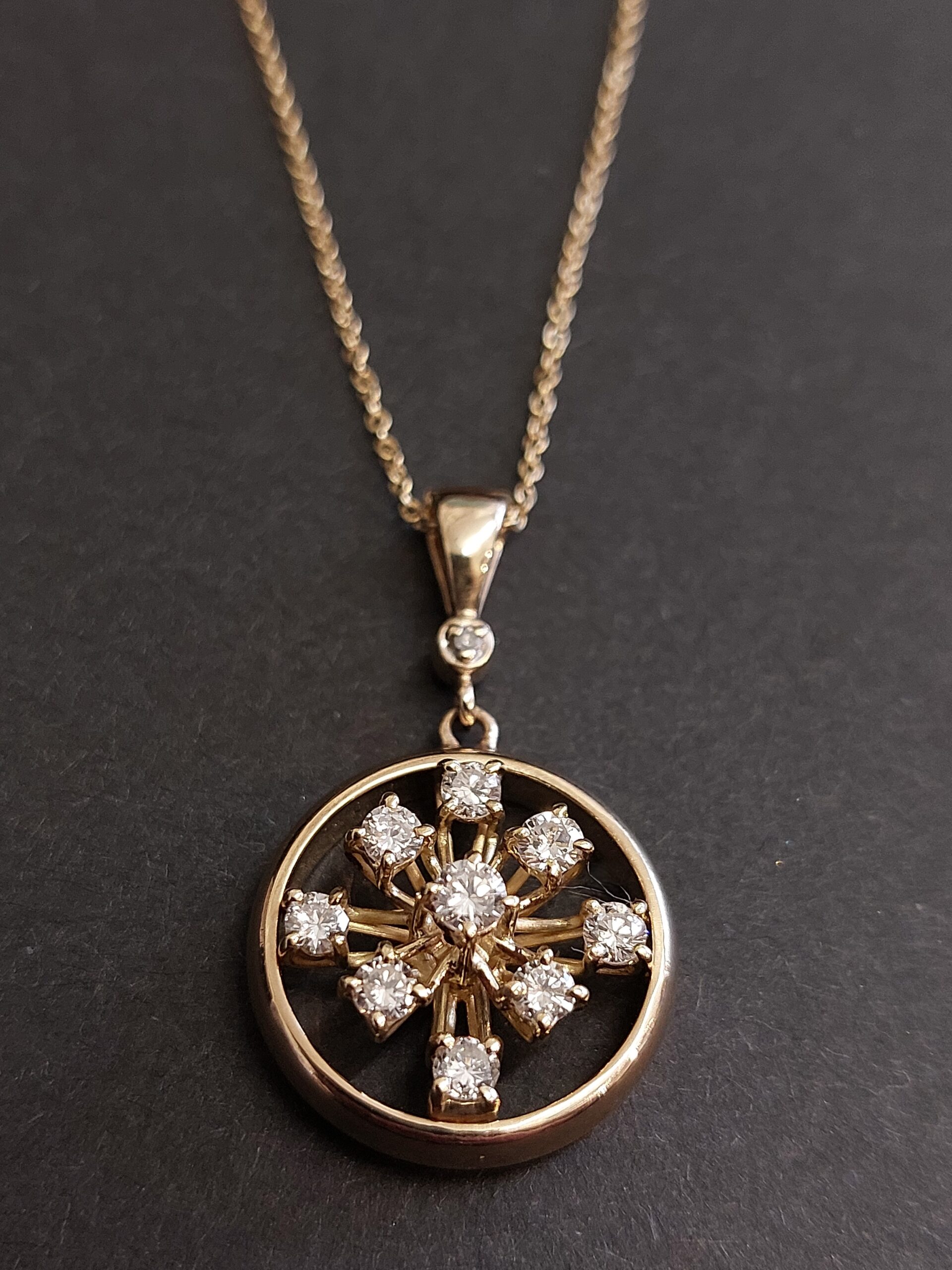 Bespoke 18ct Yellow Gold and Natural Diamond 'Starburst' Pendant - beautiful!!! - Image 4