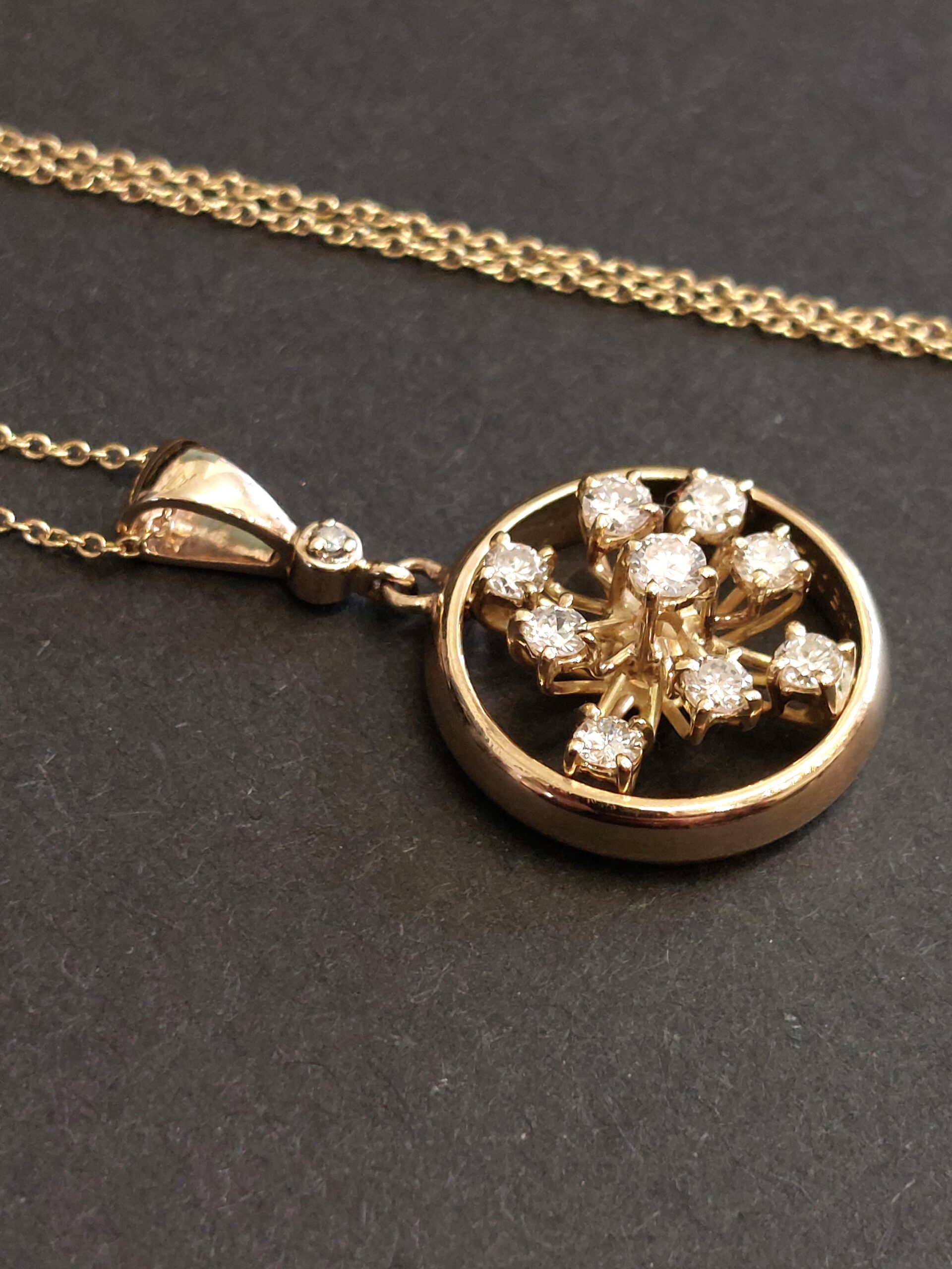 Bespoke 18ct Yellow Gold and Natural Diamond 'Starburst' Pendant - beautiful!!! - Image 7