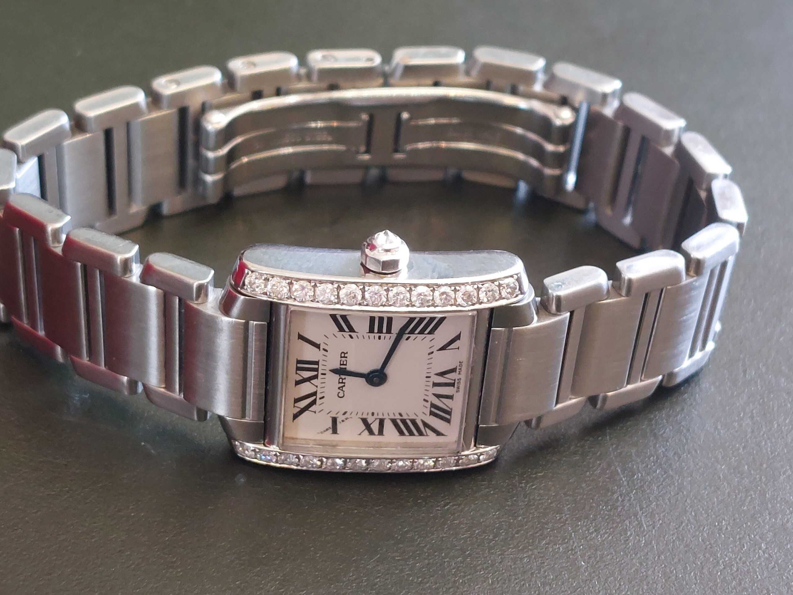 Ladies Cartier Tank Francaise 2384 Diamond set, box & papers ( Lovely watch )