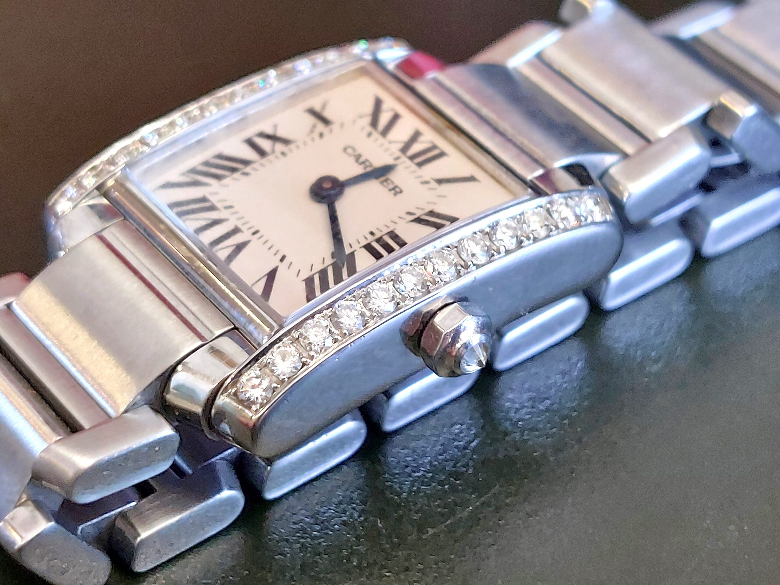 Ladies Cartier Tank Francaise 2384 Diamond set, box & papers ( Lovely watch ) - Image 2