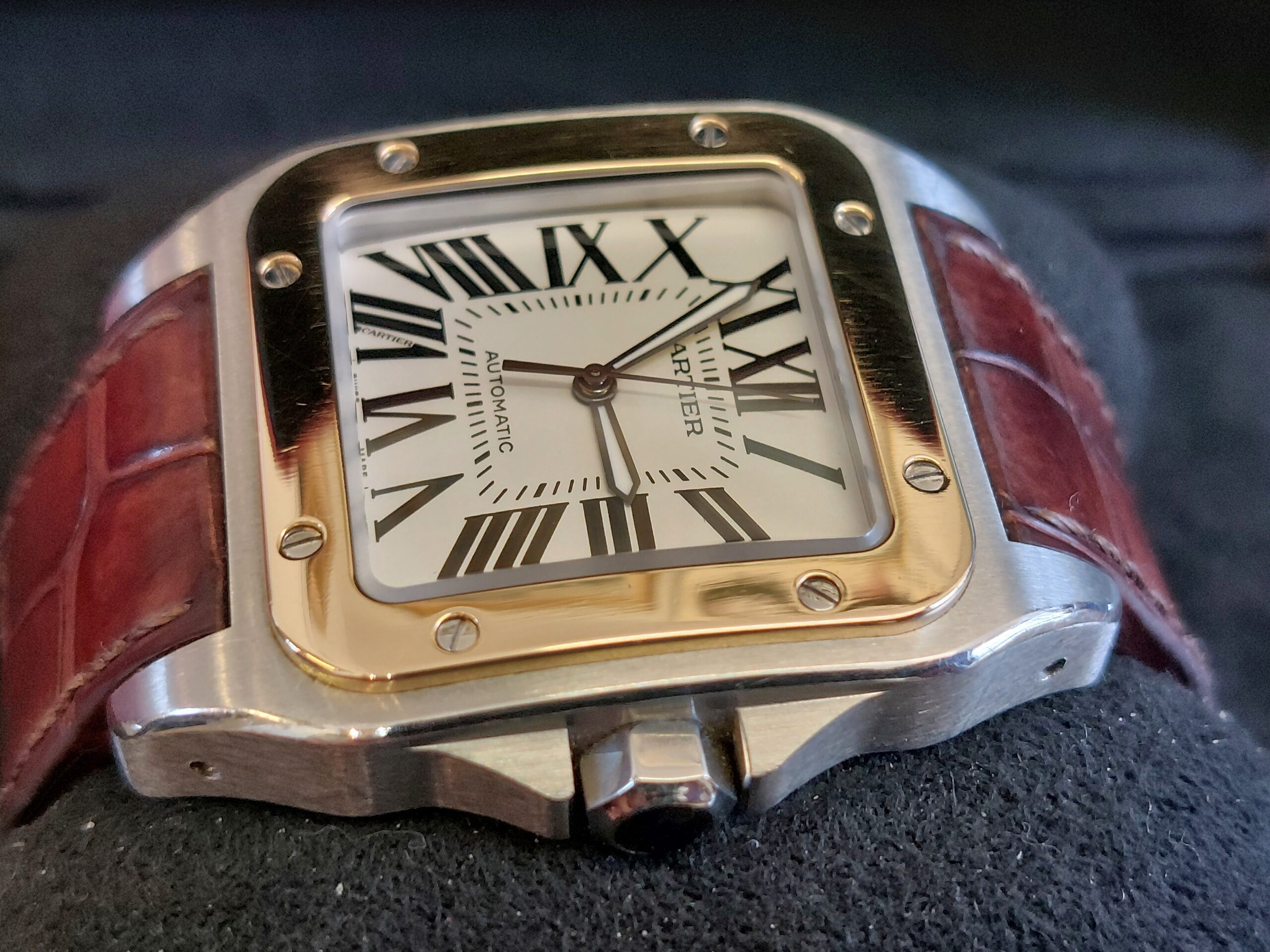 Cartier 100 XL 2656 santos 18ct & s/steel Automatic 2107 (Beauty with Box & papers ) - Image 5