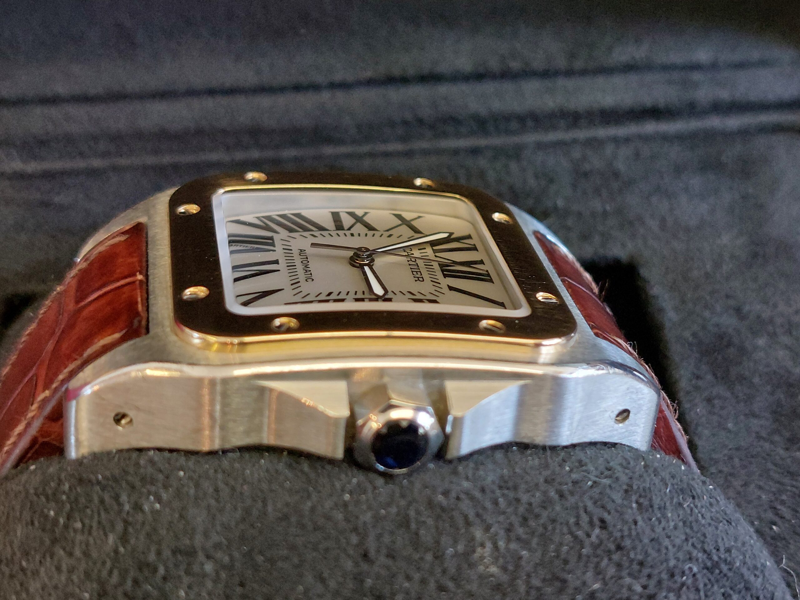 Cartier 100 XL 2656 santos 18ct & s/steel Automatic 2107 (Beauty with Box & papers ) - Image 6