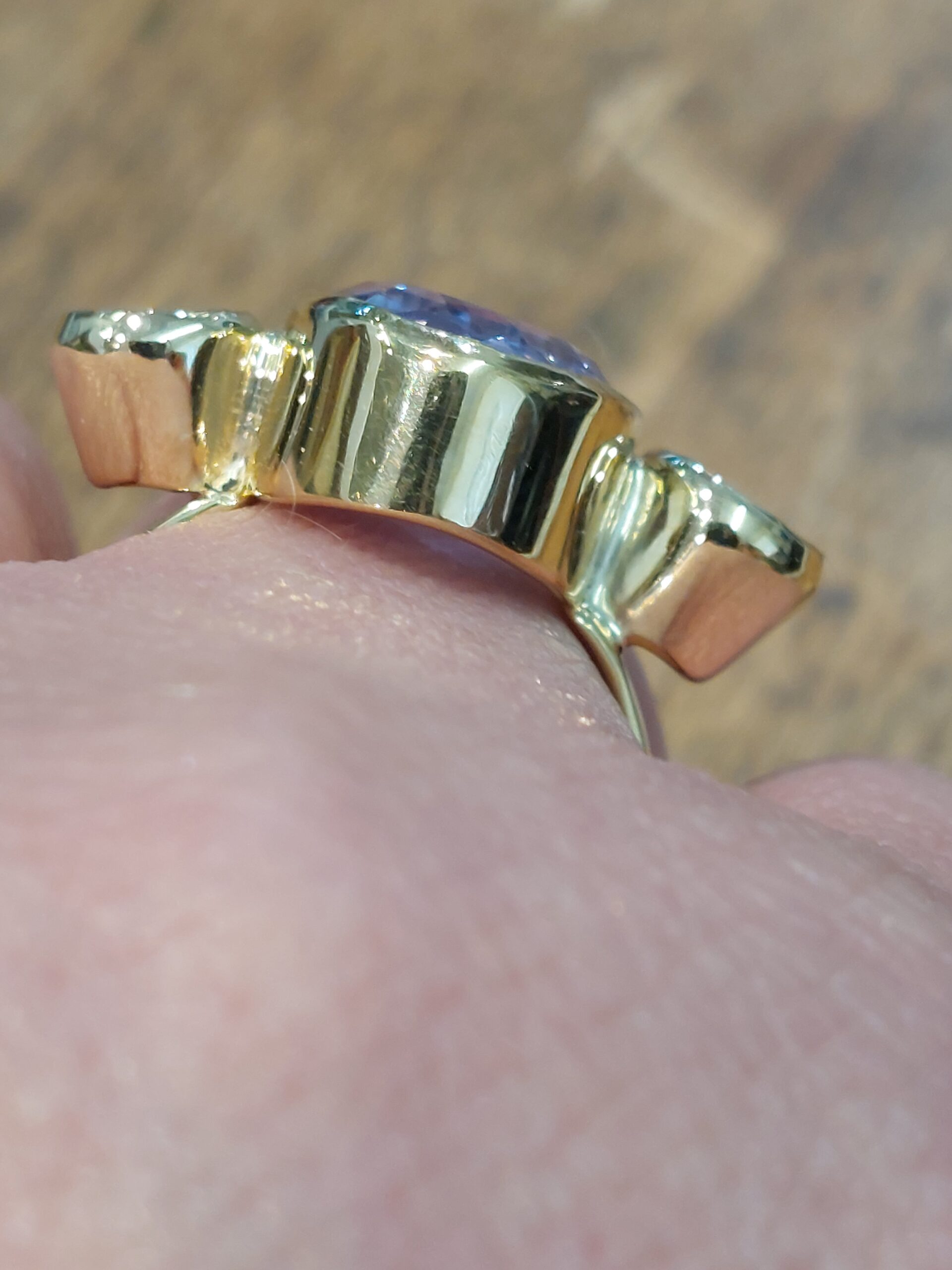 Ladies Bespoke 18ct Y/G Amethyst & Old Cut Diamond 3 Stone Ring - Stunning! - Image 8