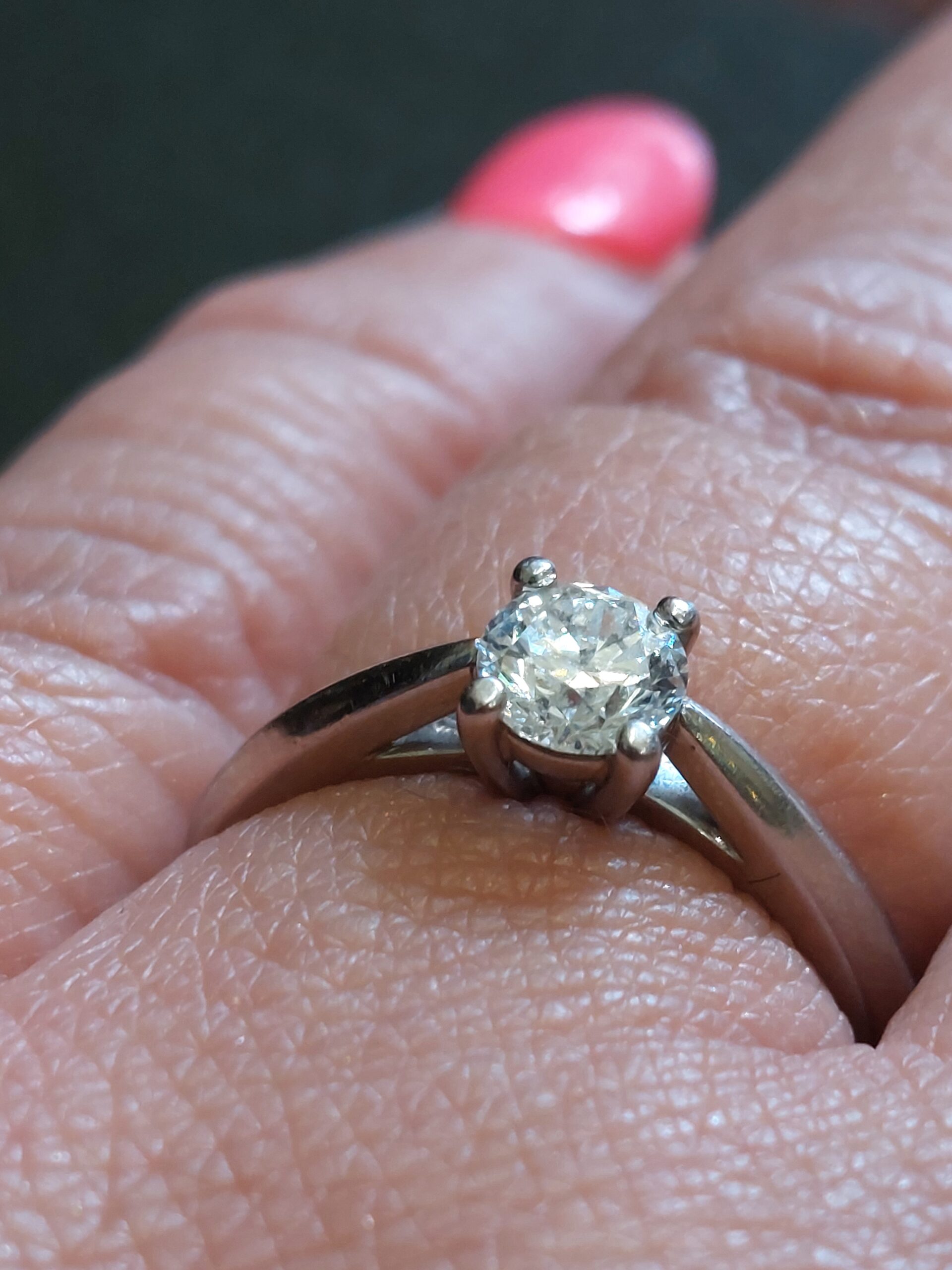 Platinum & Natural Round Brilliant Diamond Solitaire - Beautiful!!! - Image 4