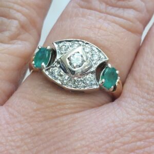 Bespoke 18ct Y/G & W/G Rub over Diamond & Emerald Set Cluster - Beautiful