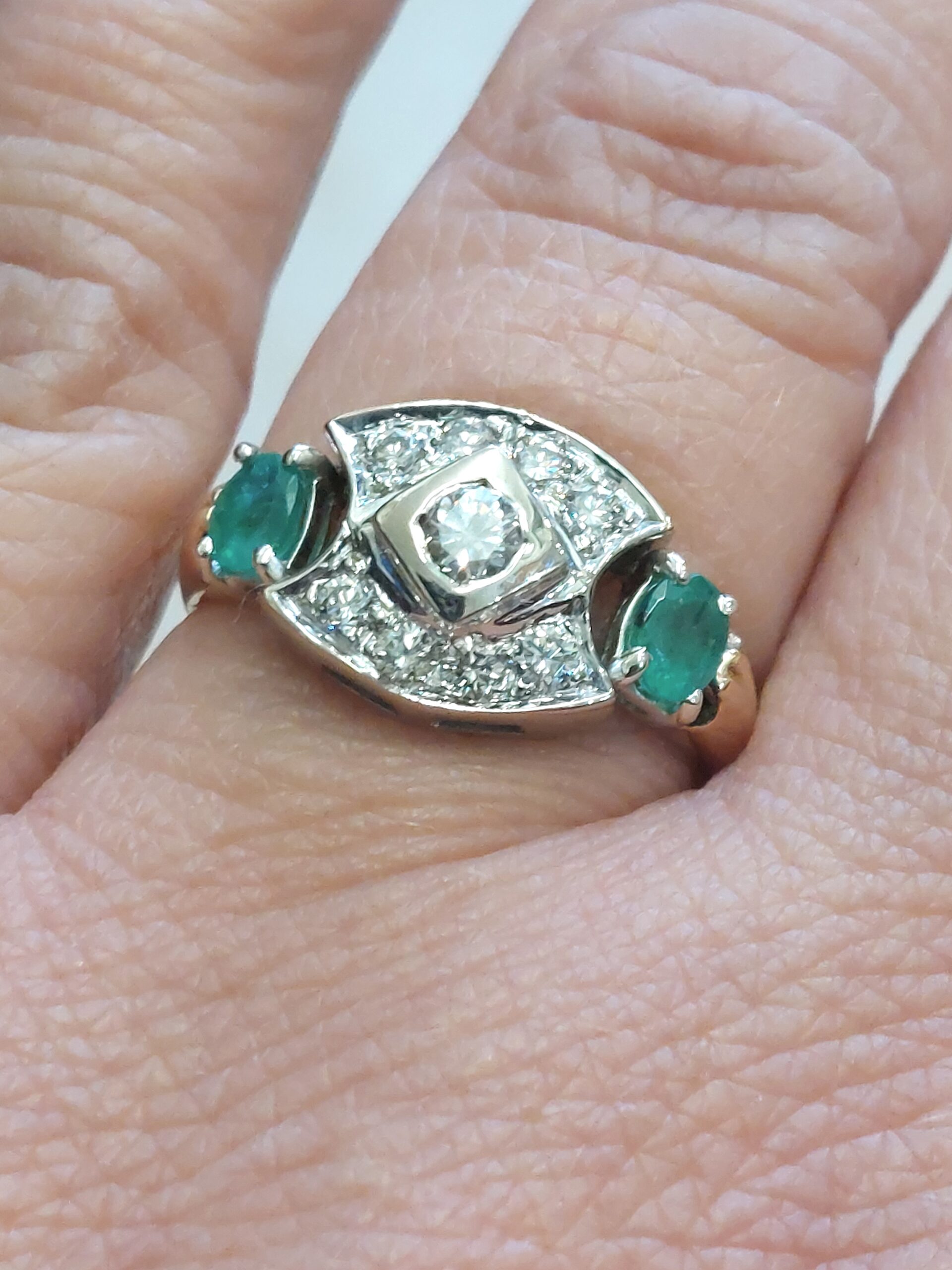 Bespoke 18ct Y/G & W/G Rub over Diamond & Emerald Set Cluster - Beautiful