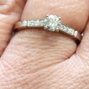 Platinum & Natural Diamond Solitaire with Diamond Set Shoulders - Really Pretty