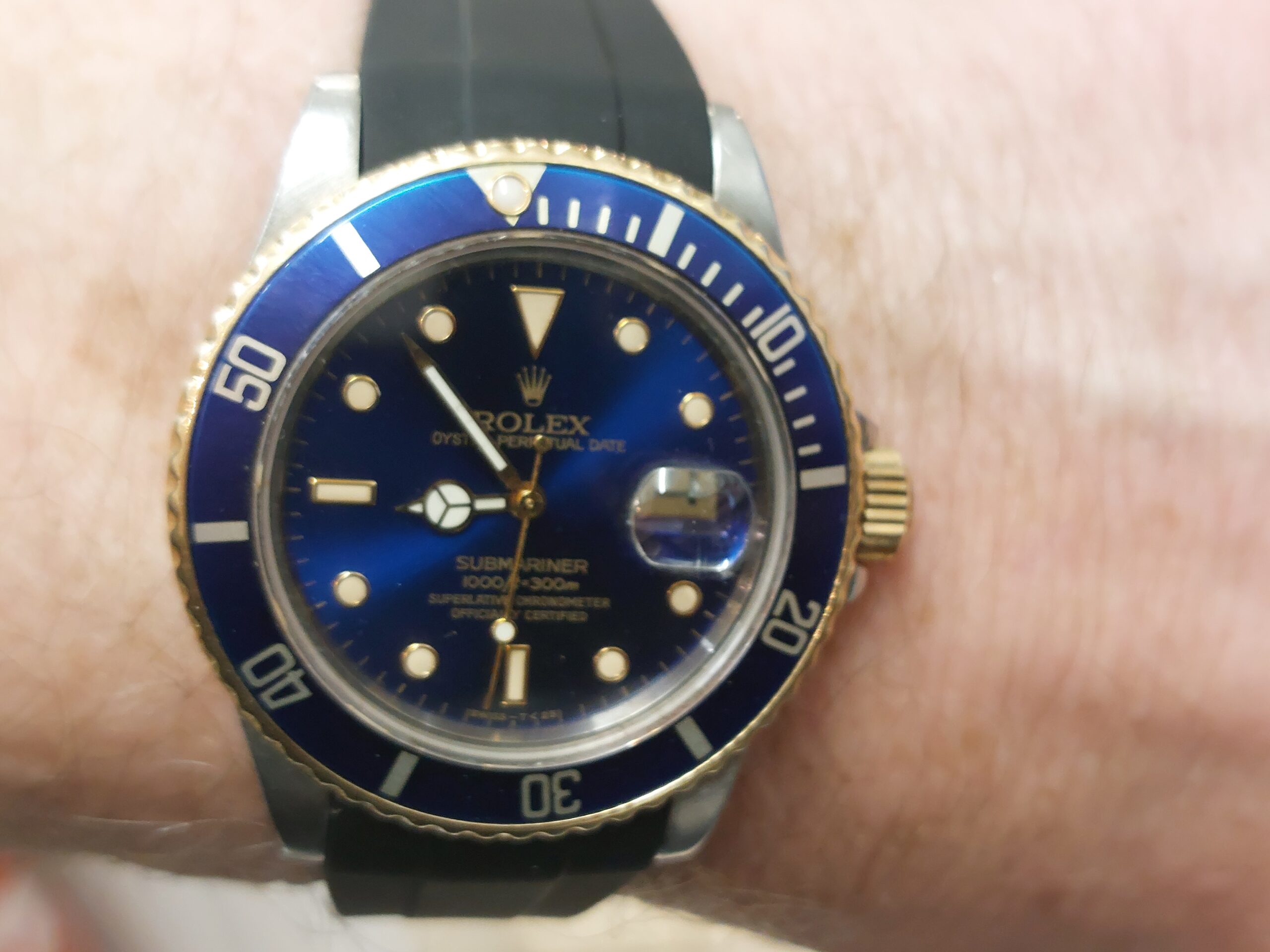 Rolex 16613 bluesy Sub-Mariner 1987 on a oysterflex ( cheapest in the uk )