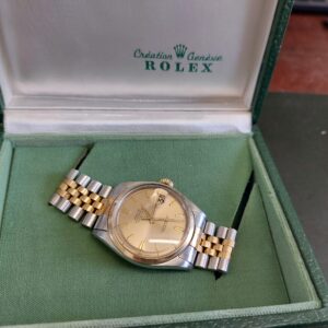 1962 1600 bimetal Date-just 1560 cal Butterfly movement, Pie Pan dial, Coffin box