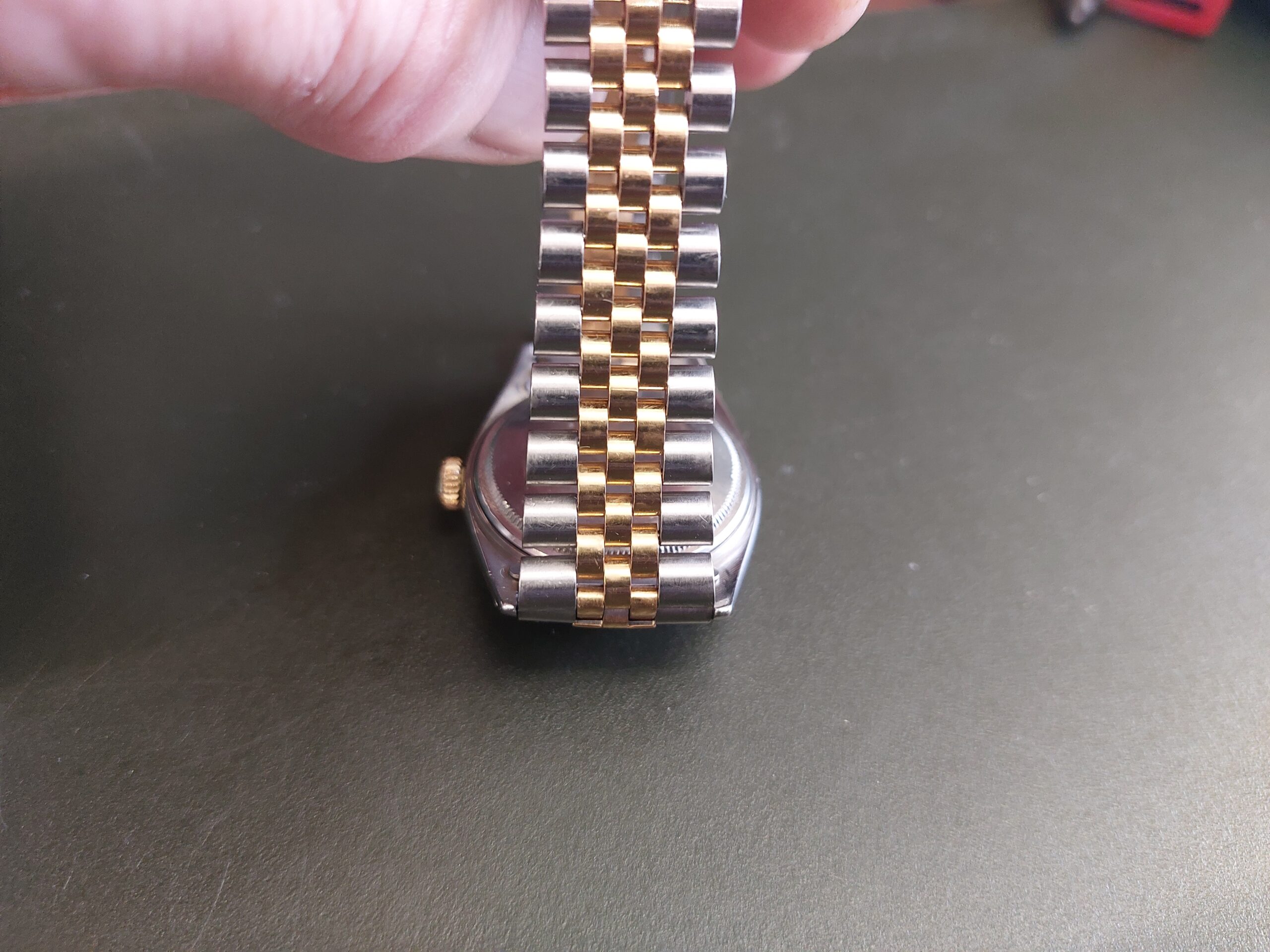 1962 1600 bimetal Date-just 1560 cal Butterfly movement, Pie Pan dial, Coffin box - Image 8