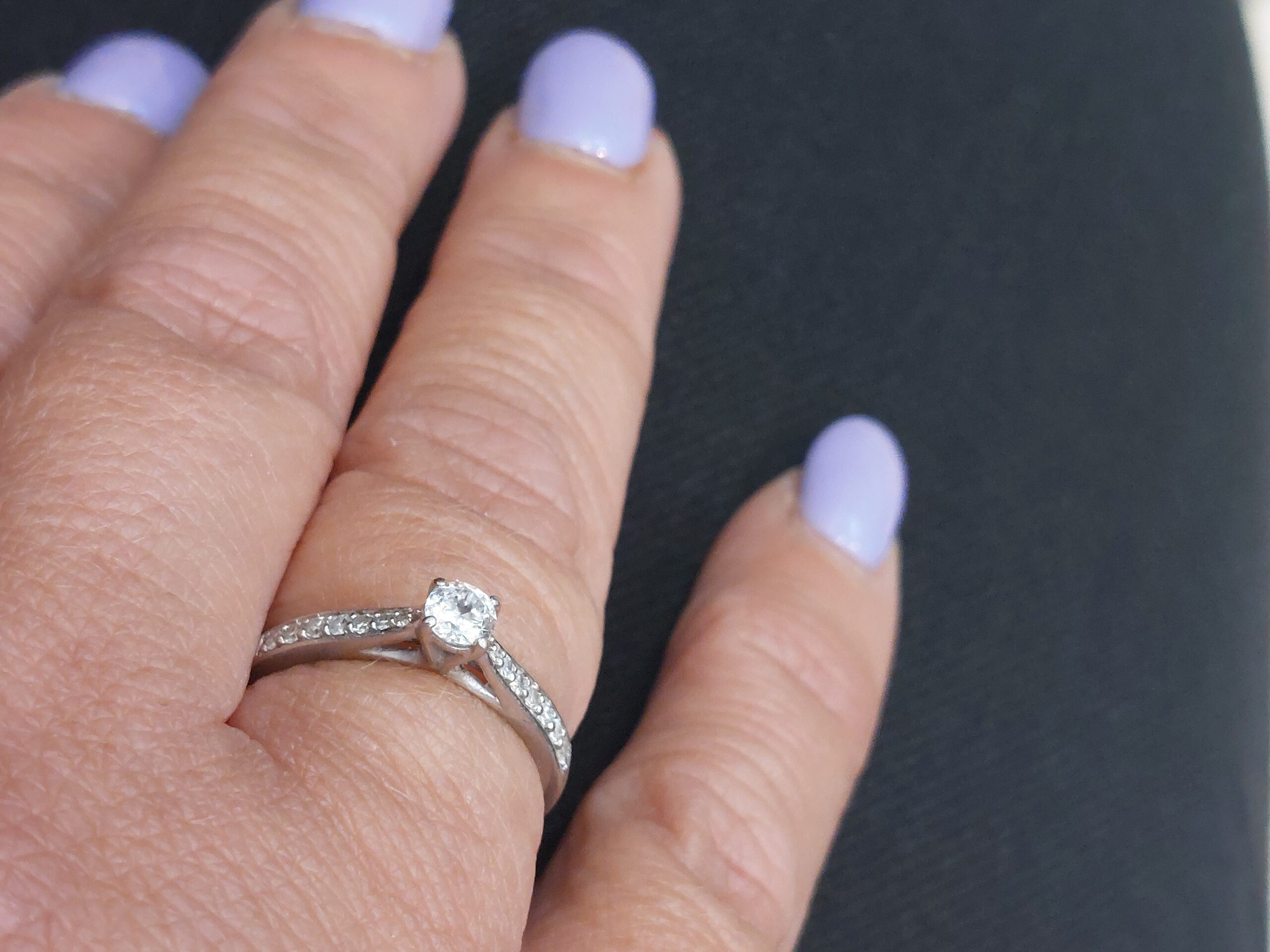 Forever Diamond Platinum Solitaire with Diamond Set Shoulders - Image 9