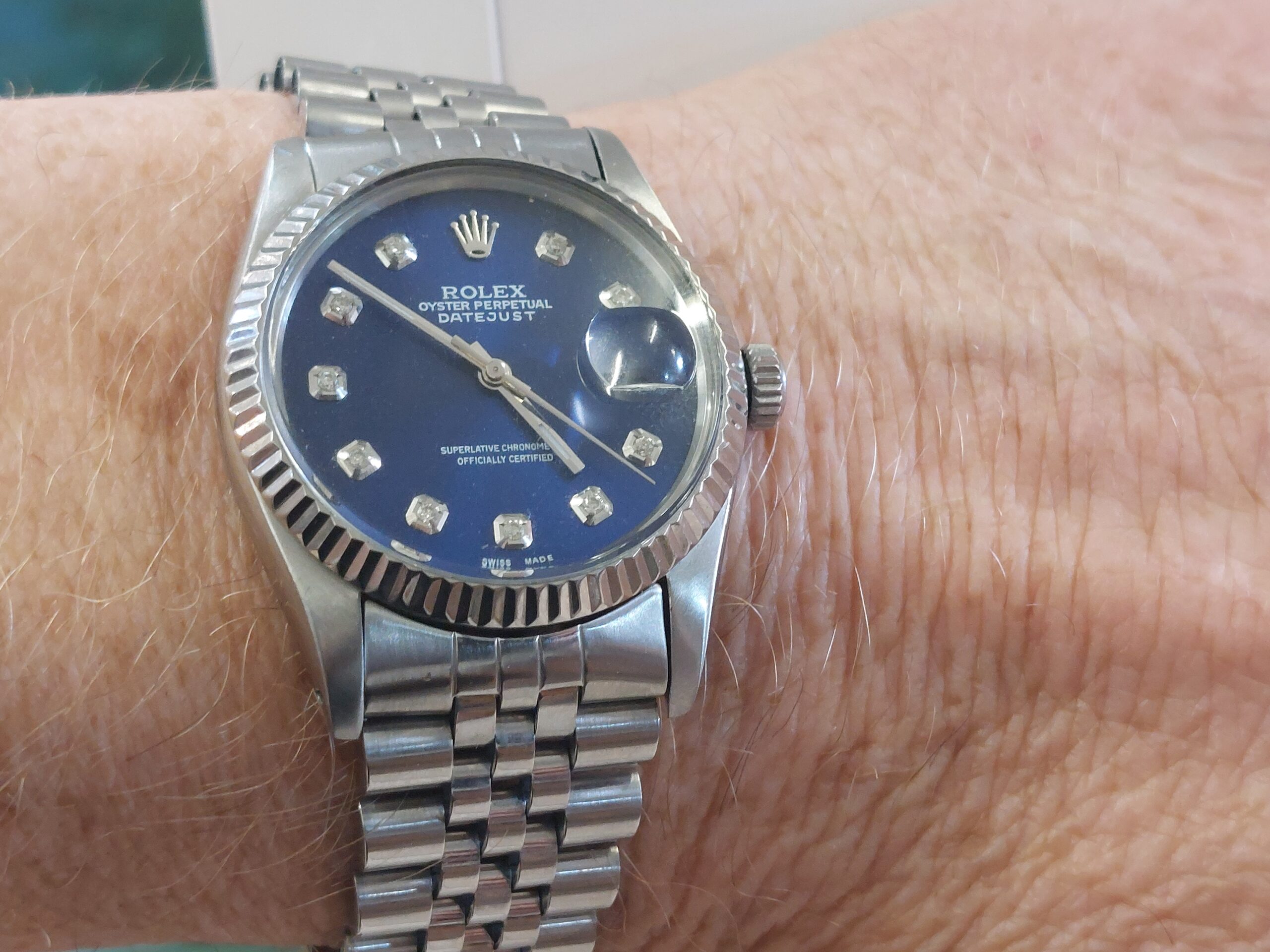 Rolex Date-just Ref: 16014 36mm 1984 with factory blue diamond dial ( nice watch - Image 11