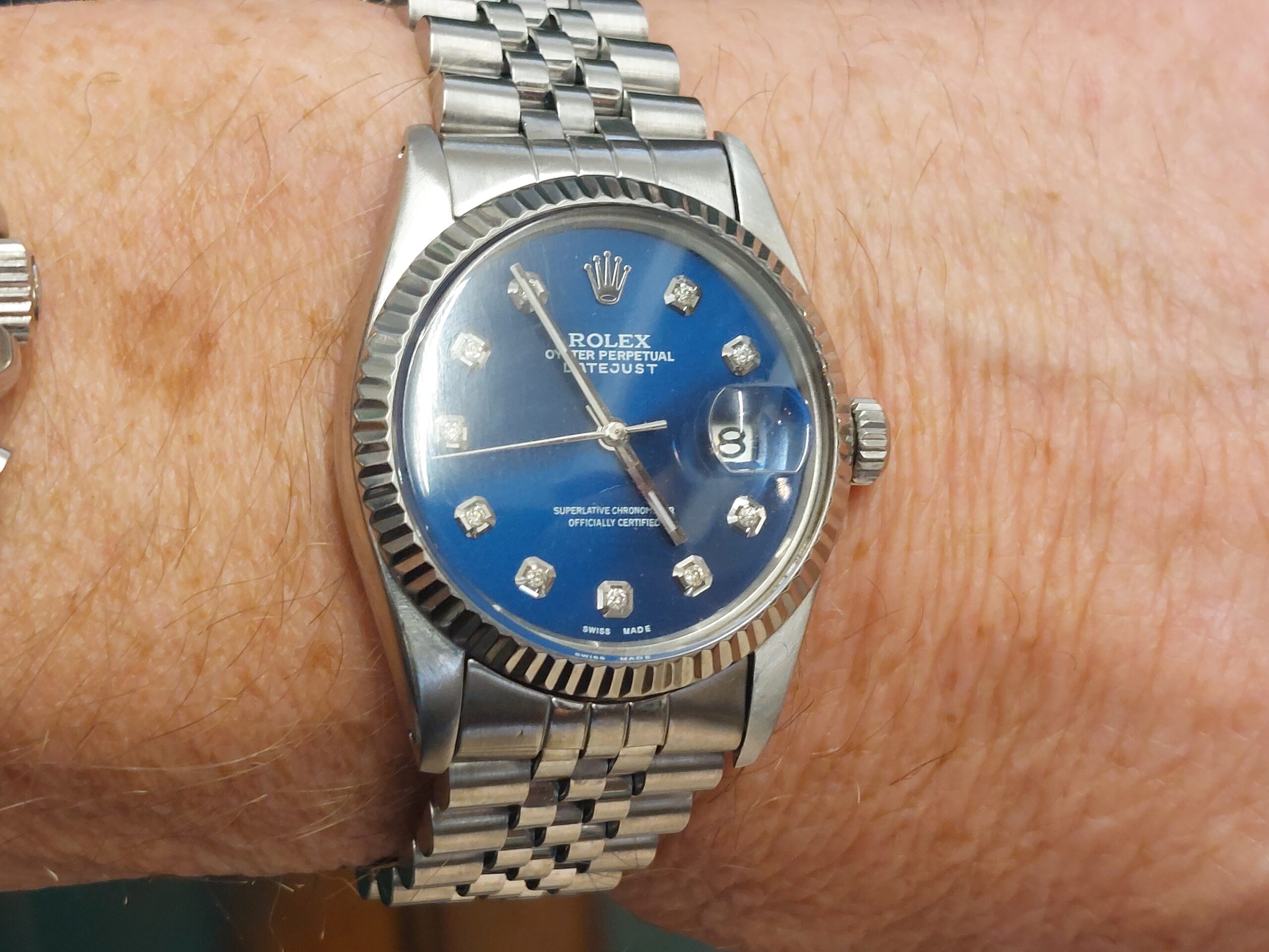 Rolex Date-just Ref: 16014 36mm 1984 with factory blue diamond dial ( nice watch - Image 14