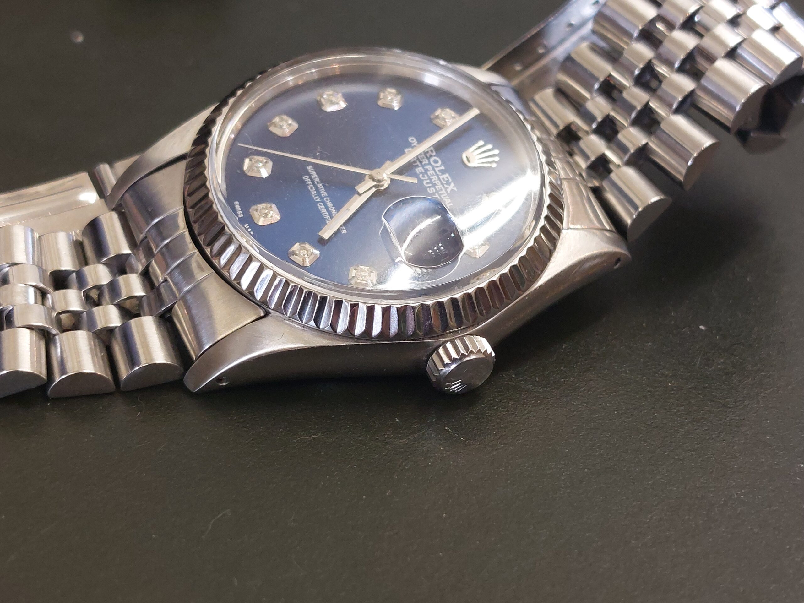 Rolex Date-just Ref: 16014 36mm 1984 with factory blue diamond dial ( nice watch - Image 7